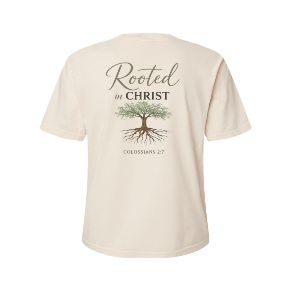 Women's oversized/boxy shirt (Rooted in Christ)