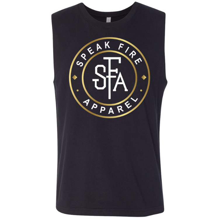 sleeveless speak fire tee